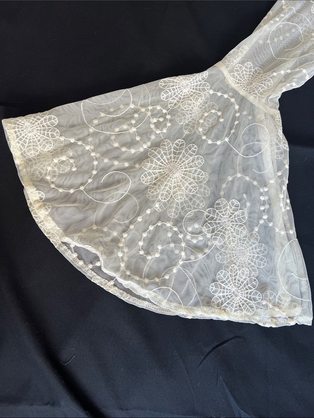 Lovestitch Sheer Lace-Trim Top in Ivory w/ bell sleeves - Picture 8 of 15